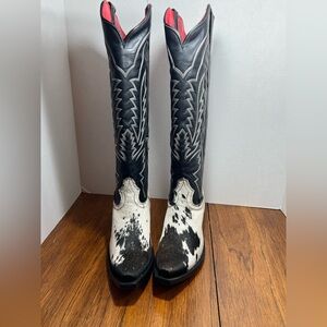 Rock’em Bianca Red Bottom REAL Cowhide Cowgirl Boots. Sz:9-91/2. NIB. Ask:$300